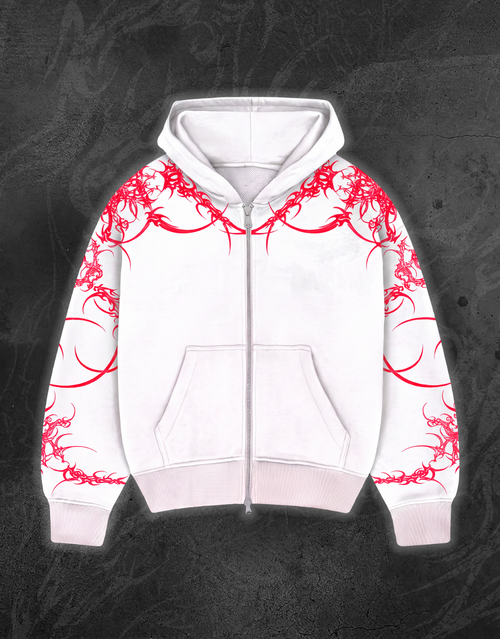 WHITE SKULL ZIP-UP