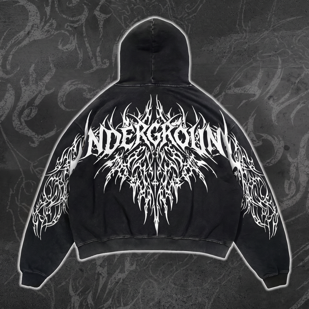 BLACK "UNDERGROUND" REFLECTIVE HOODIE